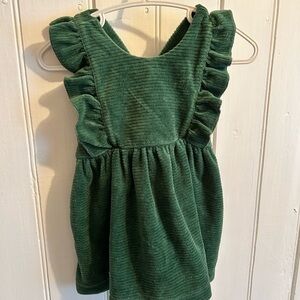 (3/$20) 6m Green velvety ribbed ruffle cross back Dress
